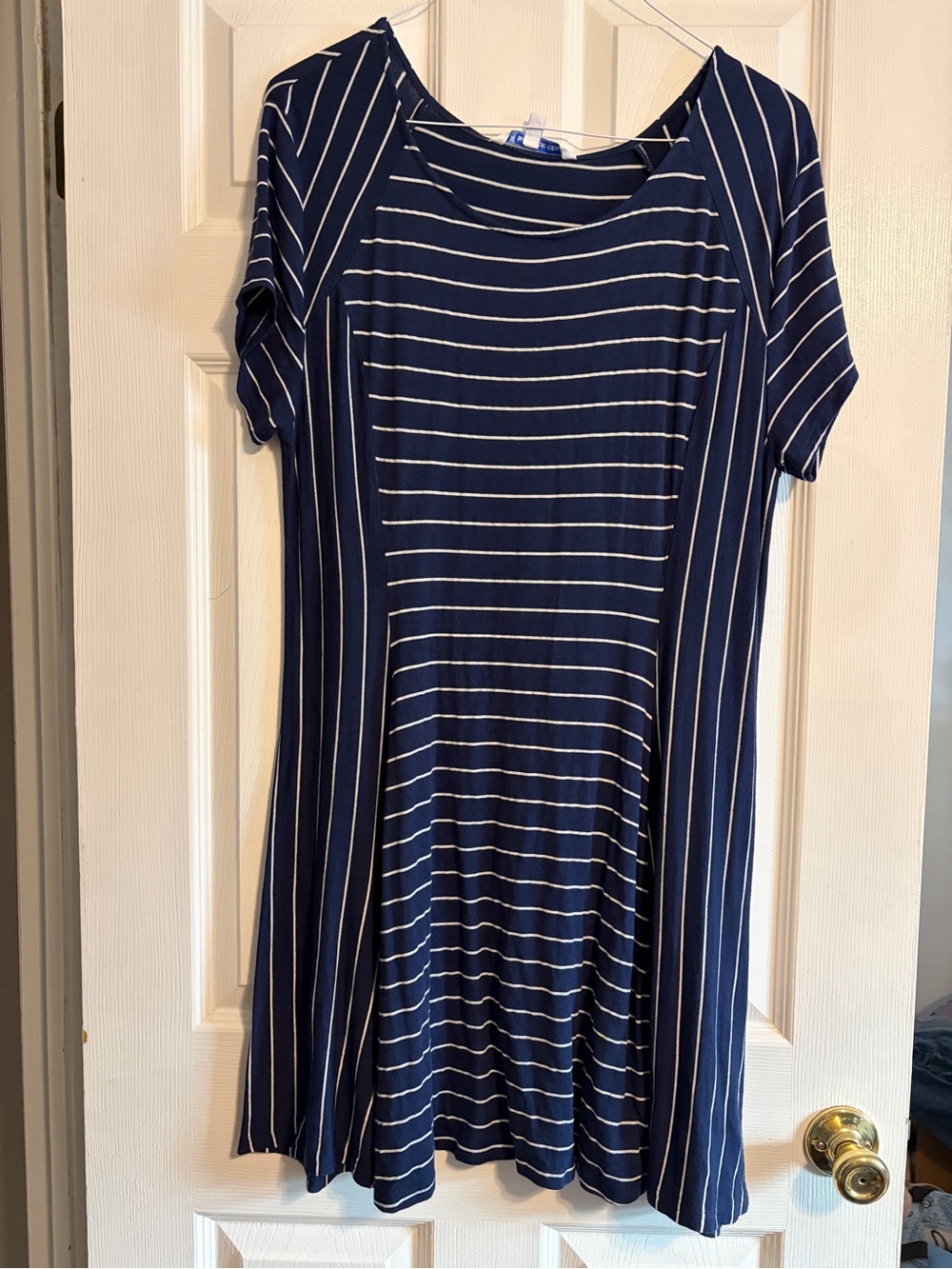 Southern Tide Striped Short Sleeve A-Line Dress Navy White XL Coastal Preppy
